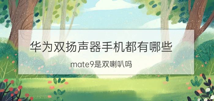 华为双扬声器手机都有哪些 mate9是双喇叭吗？